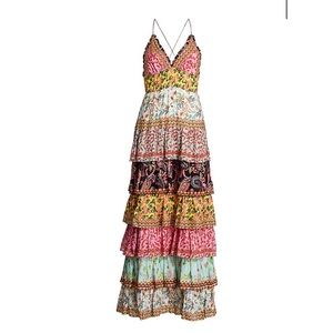Alice + Olivia Imogene Tier Ruffle Floral & Paisley Maxi Dress